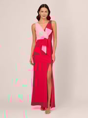 Adrianna Papell Pink Two-Tone Evening Gown - Image 1 of 6