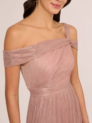 Adrianna Papell Pink Crinkle Metallic Gown - Image 4 of 7
