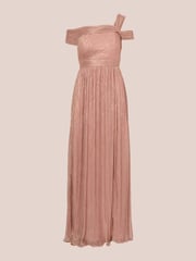 Adrianna Papell Pink Crinkle Metallic Gown - Image 6 of 7