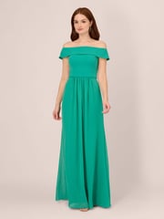 Adrianna Papell Green Crepe Chiffon Gown - Image 1 of 7