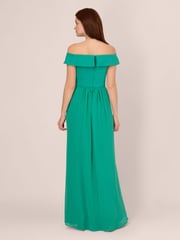 Adrianna Papell Green Crepe Chiffon Gown - Image 2 of 7