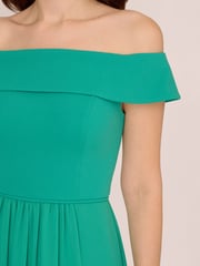 Adrianna Papell Green Crepe Chiffon Gown - Image 5 of 7