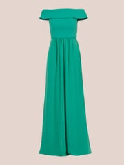 Adrianna Papell Green Crepe Chiffon Gown - Image 6 of 7