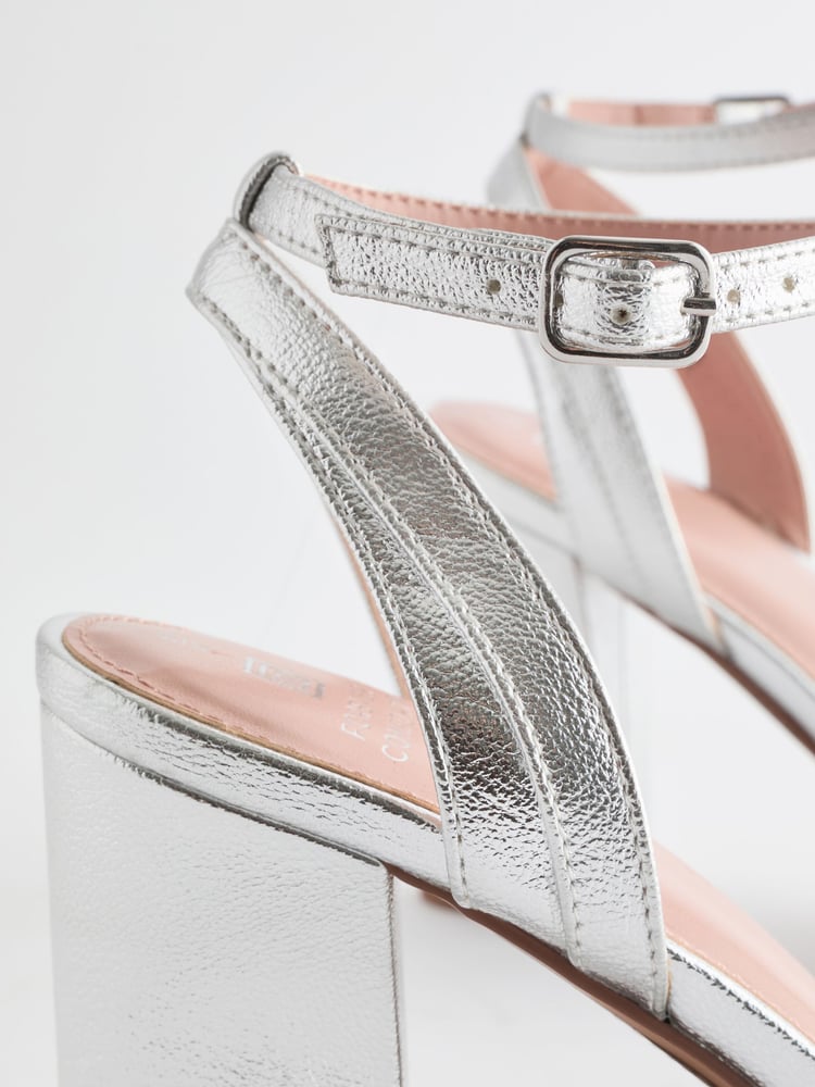 Silver Extra Wide Fit Forever Comfort® Block Heel Sandals - Image 5 of 5
