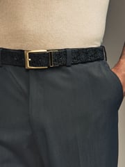 Black Reversible Printed Leather Belt - Image 1 of 7