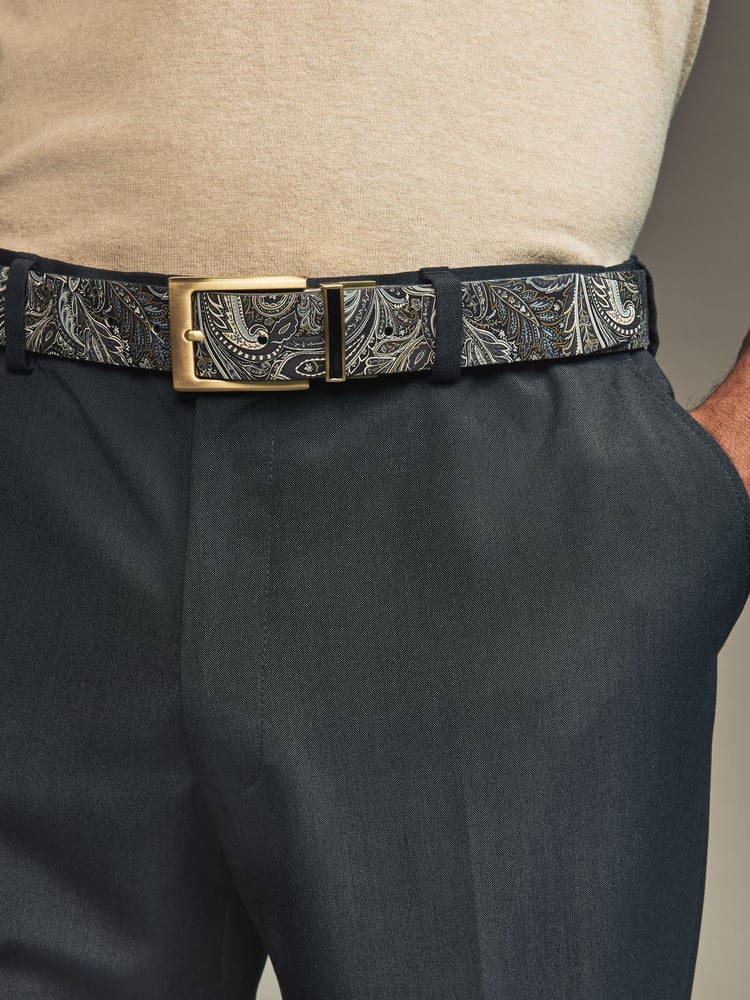 Black Reversible Printed Leather Belt - Image 2 of 7