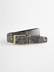 Black Reversible Printed Leather Belt - Image 4 of 7