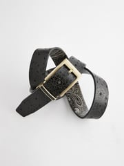 Black Reversible Printed Leather Belt - Image 5 of 7