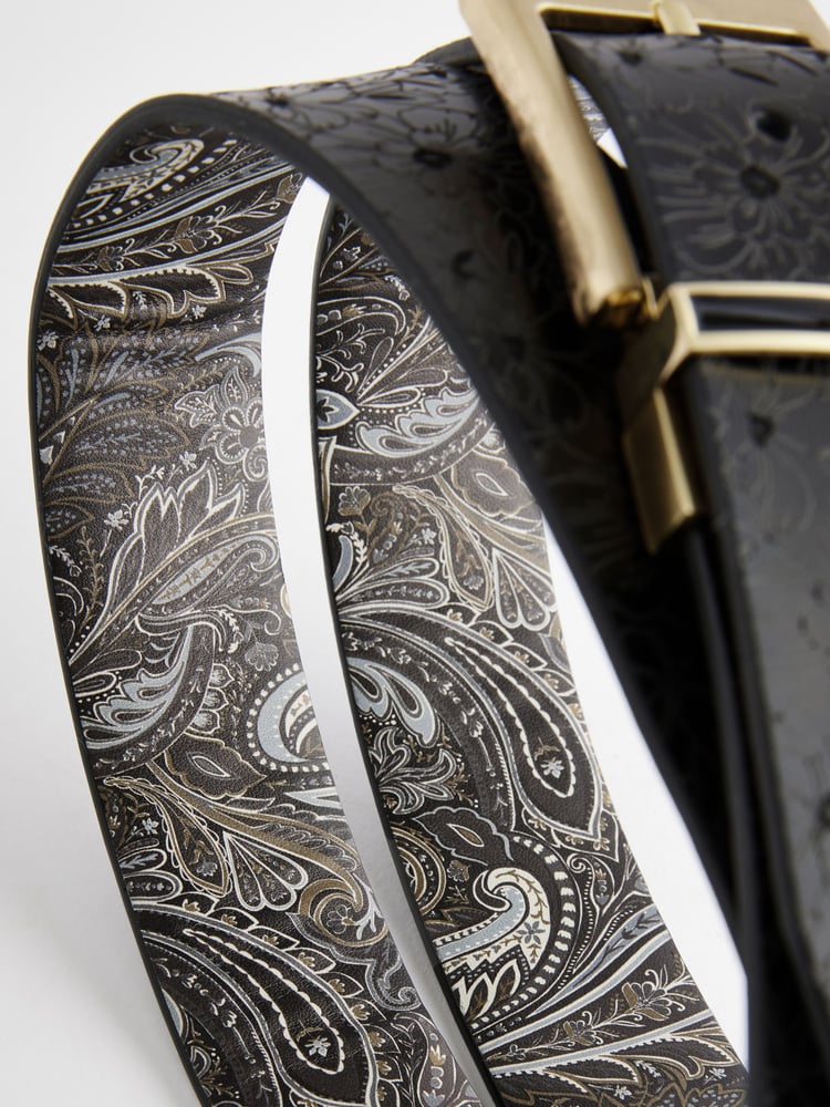 Black Reversible Printed Leather Belt - Image 7 of 7