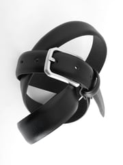 Black Pebble Texture Leather Belt - Image 3 of 4
