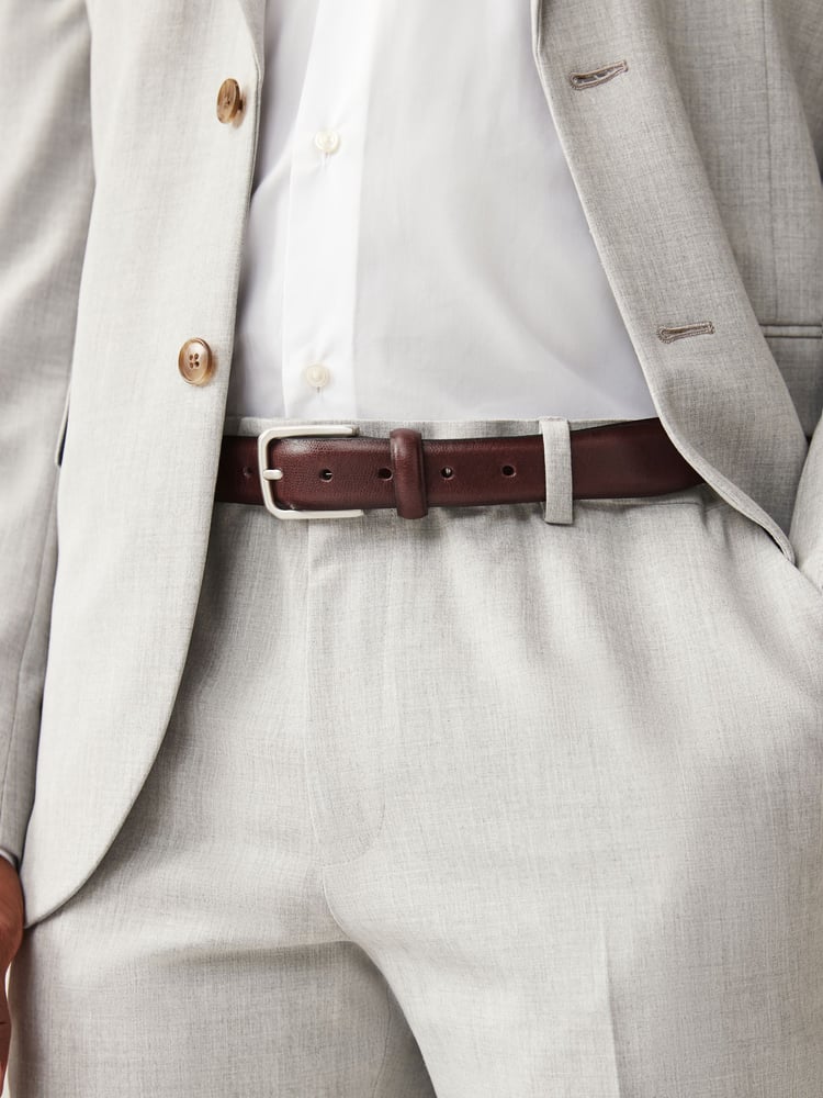 Brown Pebble Texture Leather Belt - Image 1 of 5