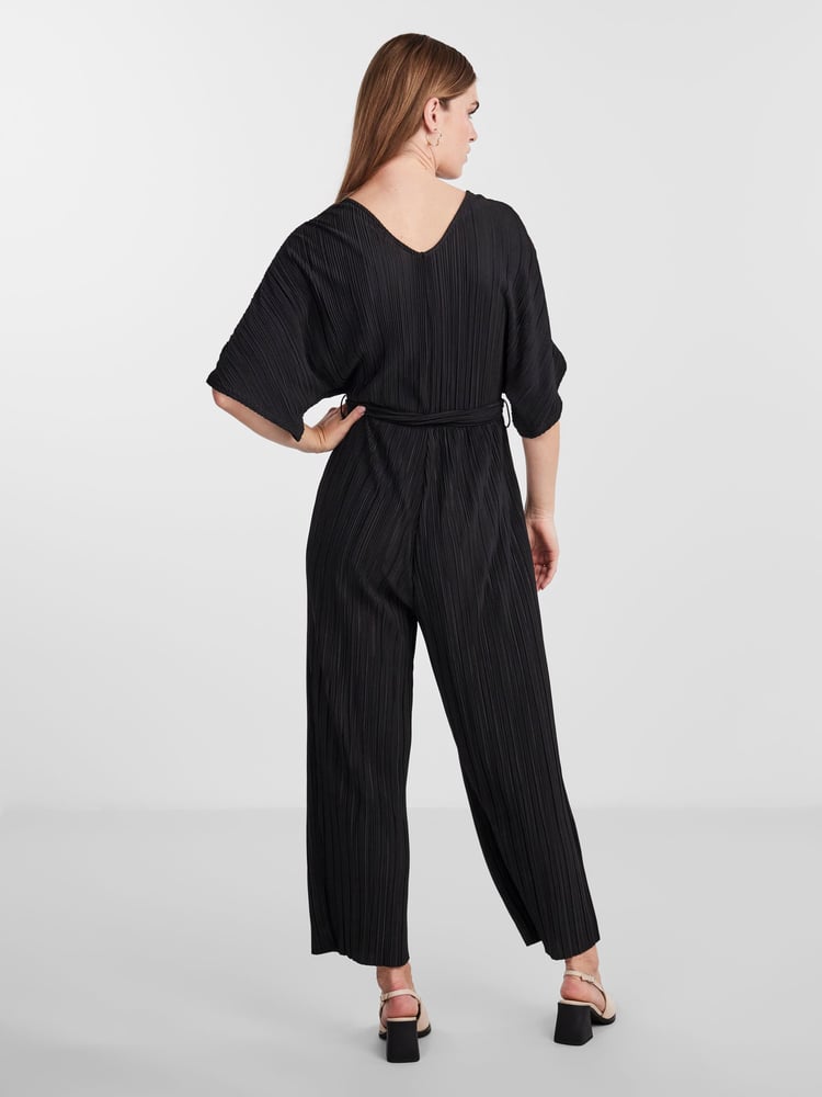 Y.A.S Black Plisse Belted Jumpsuit - Image 2 of 6