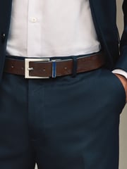 Brown Reversible Printed Leather Belt - Image 1 of 7