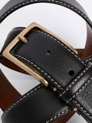 Black Signature Contrast Stitch Leather Belt - Image 1 of 1