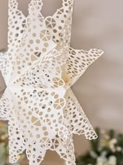 Set of 3 White Snowflake Paper Decorations - Image 3 of 4