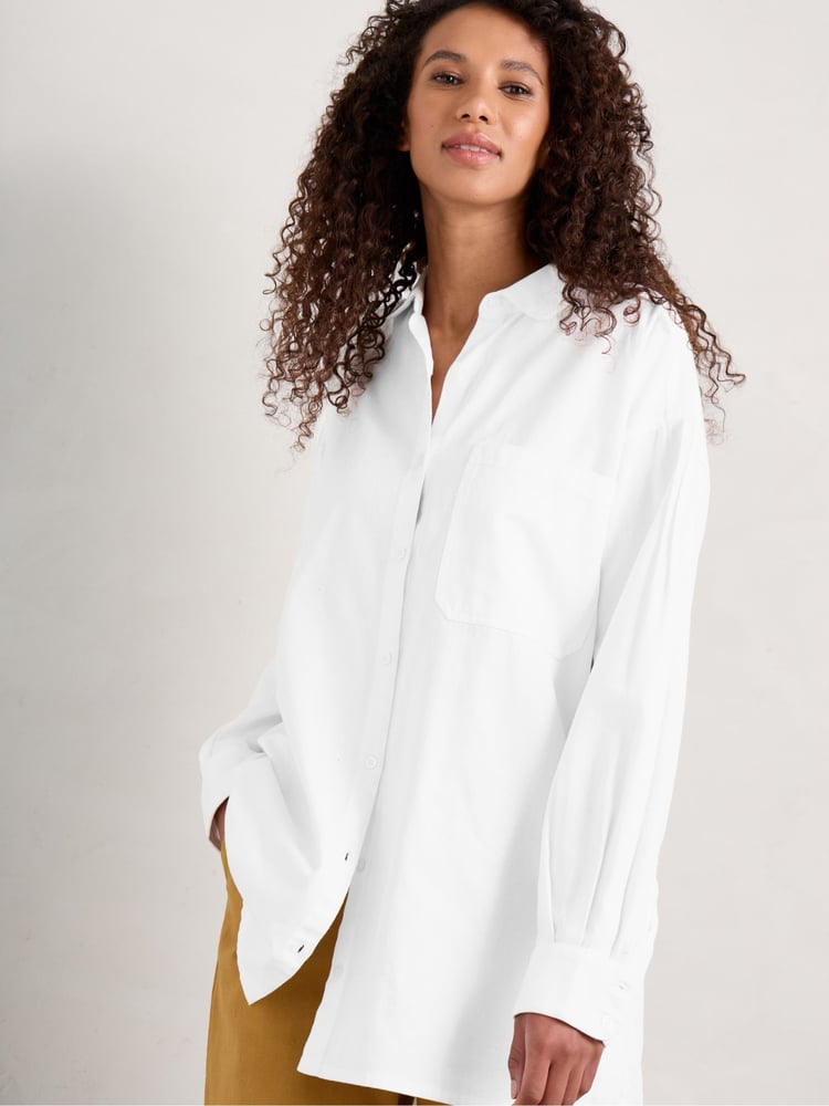 Seasalt Cornwall White Lavant Mor Cotton Shirt - Image 1 of 5 Seasalt Cornwall White Lavant Mor Cotton Shirt - Image 1 of 5