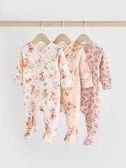Pink/Cream 100% Cotton Wrap Baby Sleepsuit (0-2yrs) - Image 1 of 12