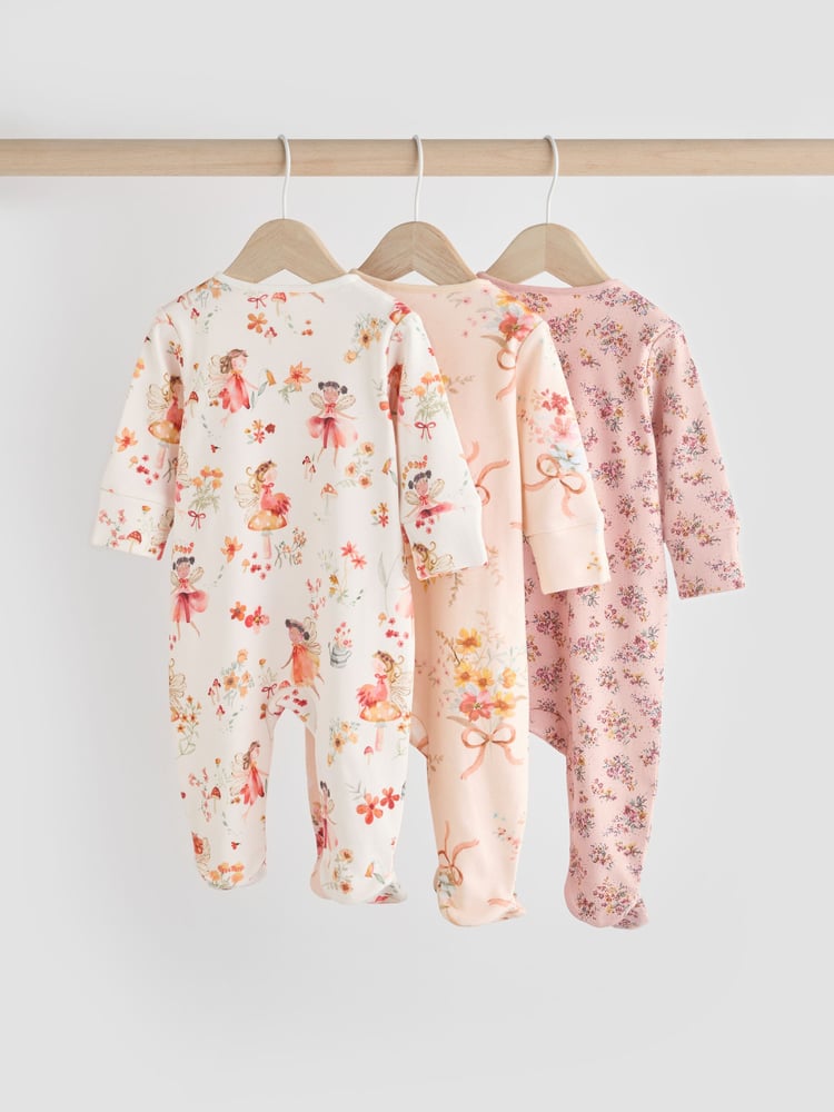 Pink/Cream 100% Cotton Wrap Baby Sleepsuit (0-2yrs) - Image 2 of 12
