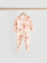 Pink/Cream 100% Cotton Wrap Baby Sleepsuit (0-2yrs) - Image 5 of 12