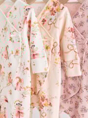 Pink/Cream 100% Cotton Wrap Baby Sleepsuit (0-2yrs) - Image 7 of 12
