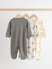Grey Baby 100% Cotton Sleepsuits 3 Pack (0mths-2yrs) - Image 2 of 12