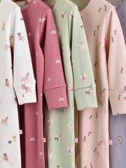Pastel Character 5 Pack Baby Footed 100% Cotton Sleepsuits 5 Pack (0-2yrs) - Image 9 of 15
