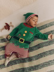 Green Elf Baby Christmas Sleepsuit & Hat Set (0mths-2yrs) - Image 1 of 13