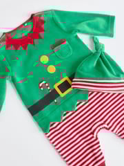 Green Elf Baby Christmas Sleepsuit & Hat Set (0mths-2yrs) - Image 10 of 13