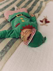 Green Elf Baby Christmas Sleepsuit & Hat Set (0mths-2yrs) - Image 3 of 13