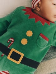 Green Elf Baby Christmas Sleepsuit & Hat Set (0mths-2yrs) - Image 5 of 13