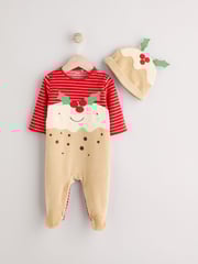 Red Pudding Baby Christmas Sleepsuit & Hat Set (0mths-2yrs) - Image 5 of 13