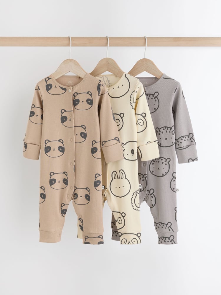 Neutral Rainbow Baby Footless Sleepsuits 3 Pack (0mths-3yrs) - Image 1 of 10