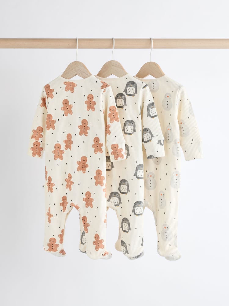 Ecru Baby Christmas Character 100% Cotton Sleepsuit (0mths-2yrs) - Image 2 of 11