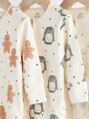 Ecru Baby Christmas Character 100% Cotton Sleepsuit (0mths-2yrs) - Image 3 of 11