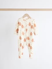 Ecru Baby Christmas Character 100% Cotton Sleepsuit (0mths-2yrs) - Image 5 of 11