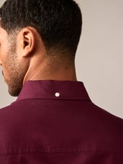 Burgundy Red Slim Fit Long Sleeve Oxford Shirt - Image 4 of 8