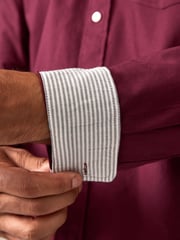 Burgundy Red Slim Fit Long Sleeve Oxford Shirt - Image 5 of 8