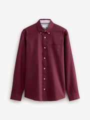 Burgundy Red Slim Fit Long Sleeve Oxford Shirt - Image 6 of 8