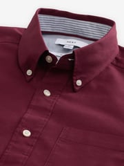 Burgundy Red Slim Fit Long Sleeve Oxford Shirt - Image 7 of 8