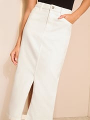 Friends Like These White Split Front Denim Midi Skirt - Image 2 of 4