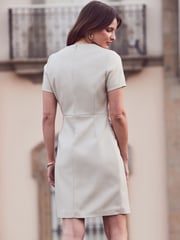Sosandar Cream Pocket Detail Shift Dress - Image 5 of 6