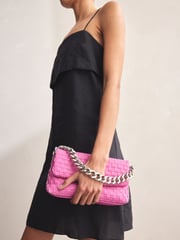 Hot Pink Weave Clutch Bag - Image 2 of 9