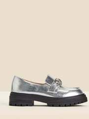 Sosandar Silver Chain Trim Chunky Loafers - Image 1 of 4