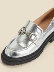 Sosandar Silver Chain Trim Chunky Loafers - Image 4 of 4