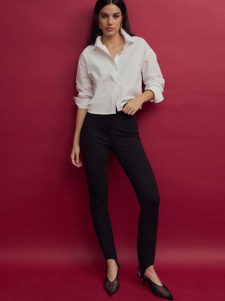 Black Ponte Stirrup Leggings - Image 1 of 4
