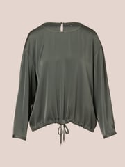 Adrianna Papell Green Drawstring Hem Scoop Neck Woven Blouse - Image 6 of 7