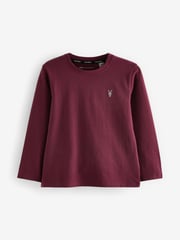 smALLSAINTS Black/Red Boys Brace Crew Long Sleeve 100% Cotton T-Shirts 3 Pack - Image 2 of 6