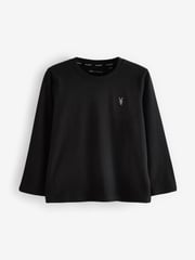 smALLSAINTS Black/Red Boys Brace Crew Long Sleeve 100% Cotton T-Shirts 3 Pack - Image 3 of 6