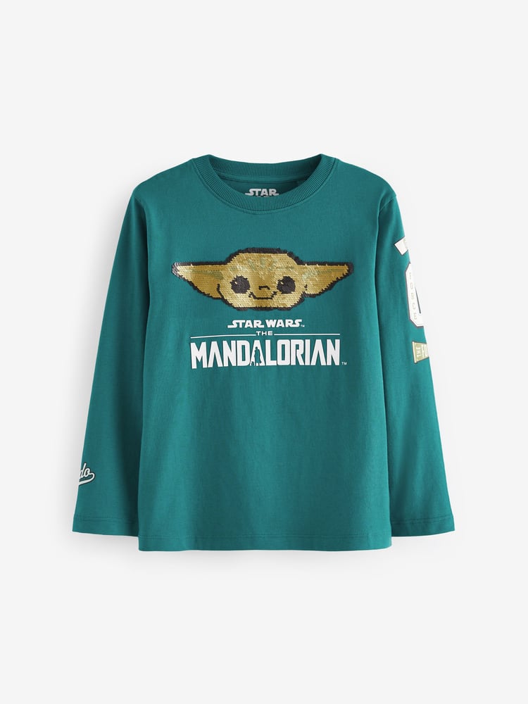 Teal Blue Flippy Sequin License Star Wars 100% Cotton T-Shirt (3-16yrs) - Image 1 of 5