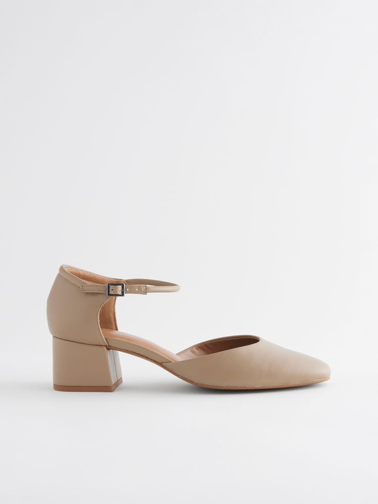 Taupe Brown Standard/Wide Fit Forever Comfort® Leather Round Toe Block Heels - Image 2 of 6